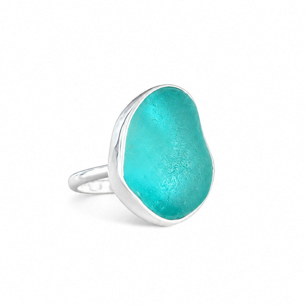 Aqua Sea Glass Ring