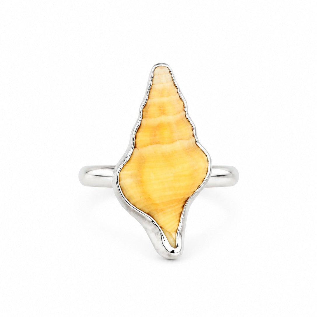 Yellow Mini Horse Conch Shell Ring